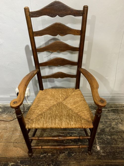 EARLY VICTORIAN X6 LADDER BACK ELM DINING CHAIRS C1840 - ADDITIONAL PHOTO 1