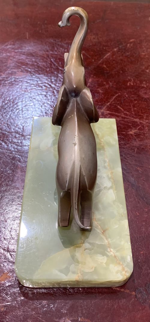 ART DECO AUSTRIAN LOST WAX BRONZE CUBIST ELEPHANT BRAZILIAN ONYX BASE C1920 - ADDITIONAL PHOTO 6