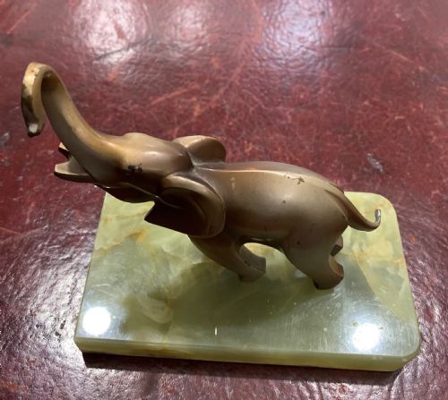 ART DECO AUSTRIAN LOST WAX BRONZE CUBIST ELEPHANT BRAZILIAN ONYX BASE C1920 - ADDITIONAL PHOTO 5