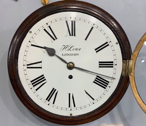 ENGLISH FUSEE LONDON WALL CLOCK 10 DIAL MAHOGANY CASE C1850 - ADDITIONAL PHOTO 2