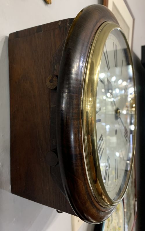 ENGLISH FUSEE LONDON WALL CLOCK 10 DIAL MAHOGANY CASE C1850 - ADDITIONAL PHOTO 5