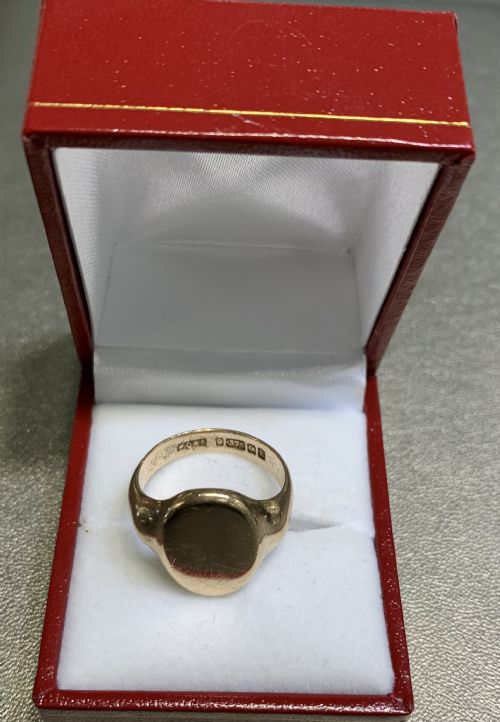 ART DECO ERA 9CT GOLD SIGNET RING BIRMINGHAM 1928 Q - ADDITIONAL PHOTO 2
