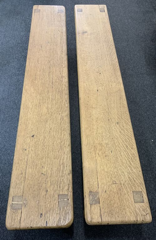 PAIR OF VICTORIAN LIGHT OAK BENCHES - ADDITIONAL PHOTO 2