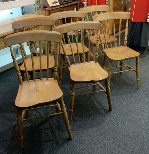 victorian beech farmhouse kitchen chairs x6 c1880 - CATEGORY: ANTIQUE CHAIRS - DATED 1880