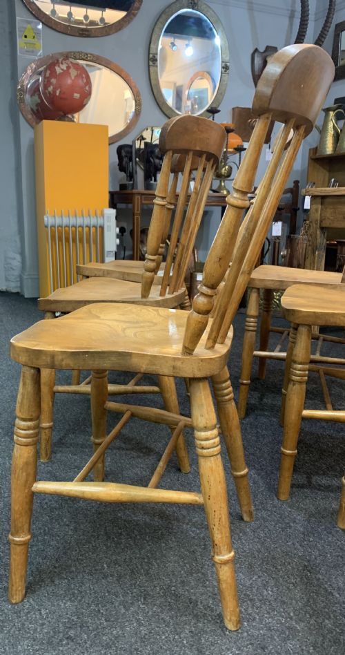 VICTORIAN BEECH FARMHOUSE KITCHEN CHAIRS X6 C1880 - ADDITIONAL PHOTO 3