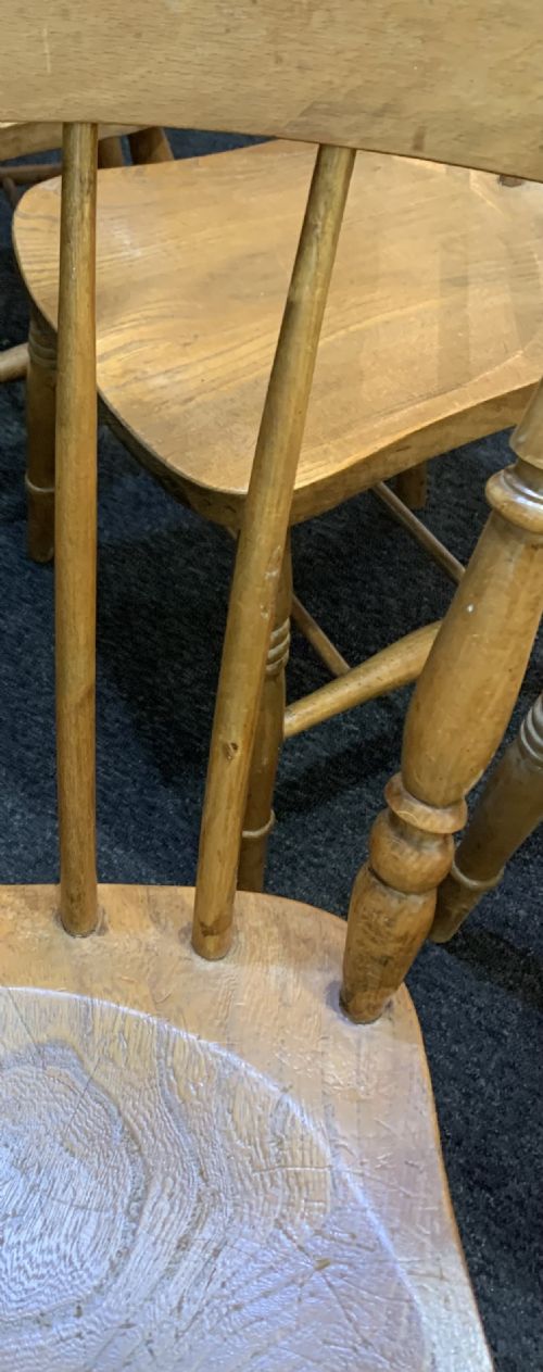 VICTORIAN BEECH FARMHOUSE KITCHEN CHAIRS X6 C1880 - ADDITIONAL PHOTO 4