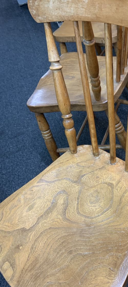 VICTORIAN BEECH FARMHOUSE KITCHEN CHAIRS X6 C1880 - ADDITIONAL PHOTO 7