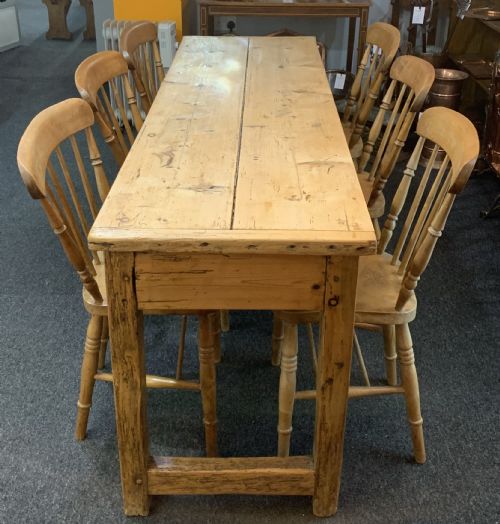 VICTORIAN BEECH FARMHOUSE KITCHEN CHAIRS X6 C1880 - ADDITIONAL PHOTO 9