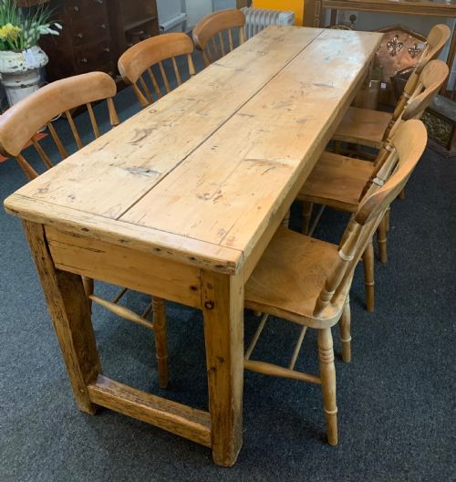VICTORIAN BEECH FARMHOUSE KITCHEN CHAIRS X6 C1880 - ADDITIONAL PHOTO 10
