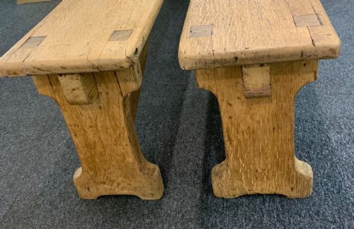 PAIR OF VICTORIAN LIGHT OAK BENCHES - ADDITIONAL PHOTO 1