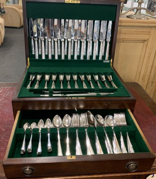 art deco 12 settings 127 piece butler canteen silver plated cutlery 1937 - CATEGORY: ANTIQUE SILVER - DATED 1930