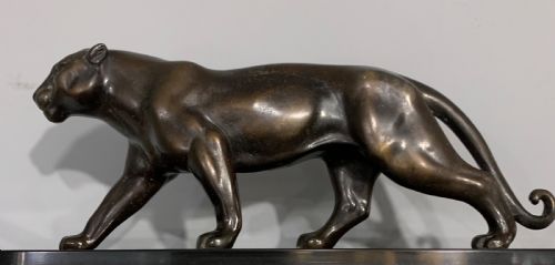 FRENCH ART DECO PANTHER MARBLE MANTLE CLOCK C1920S - ADDITIONAL PHOTO 3