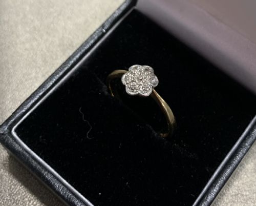 ART DECO DIAMOND DAISY 18CT GOLD RING 1920S P - ADDITIONAL PHOTO 2