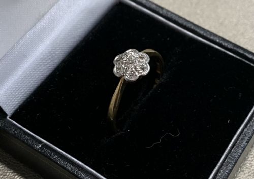 ART DECO DIAMOND DAISY 18CT GOLD RING 1920S P - ADDITIONAL PHOTO 5