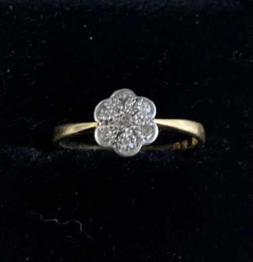 ART DECO DIAMOND DAISY 18CT GOLD RING 1920S P - ADDITIONAL PHOTO 7