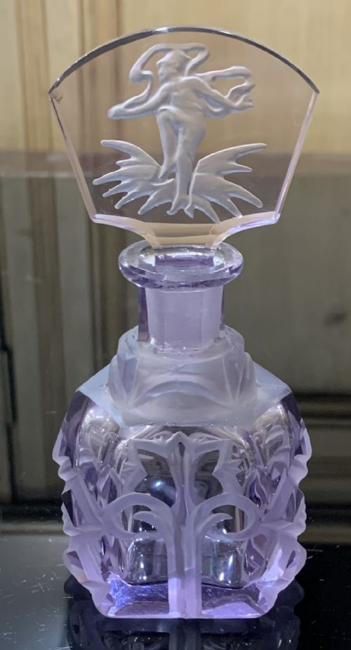 Art Deco Bohemian Czech Crystal Perfume Bottle C1930s