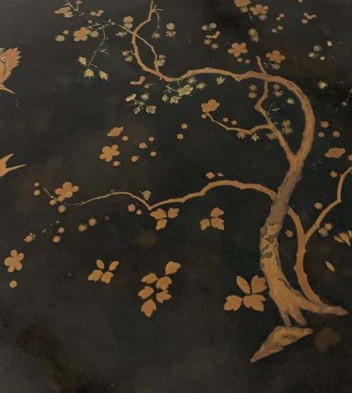 CHINOISERIE LACQUERED OCCASIONAL TABLE WITH CHERRY BLOSSOM INLAY C1910 - ADDITIONAL PHOTO 4