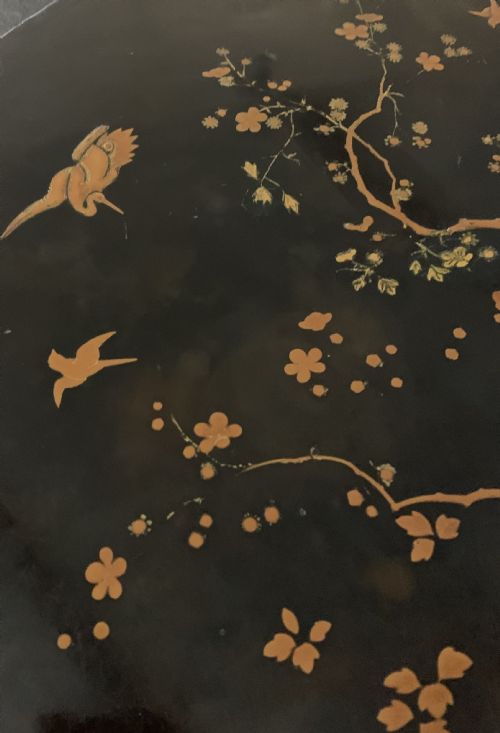 CHINOISERIE LACQUERED OCCASIONAL TABLE WITH CHERRY BLOSSOM INLAY C1910 - ADDITIONAL PHOTO 5