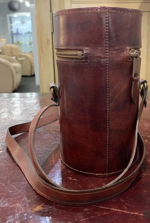 LUXURY BURGUNDY LEATHER TRIPLE GLASS FLASK SET C1930 - ADDITIONAL PHOTO 9
