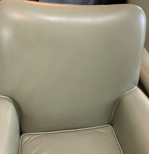 PAIR OF LEATHER ARMCHAIRS FOOTSTOOL WITHIN DATELINE OF 1940 - ADDITIONAL PHOTO 7
