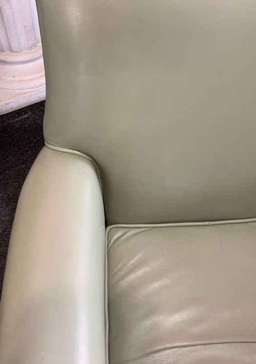 PAIR OF LEATHER ARMCHAIRS FOOTSTOOL WITHIN DATELINE OF 1940 - ADDITIONAL PHOTO 8