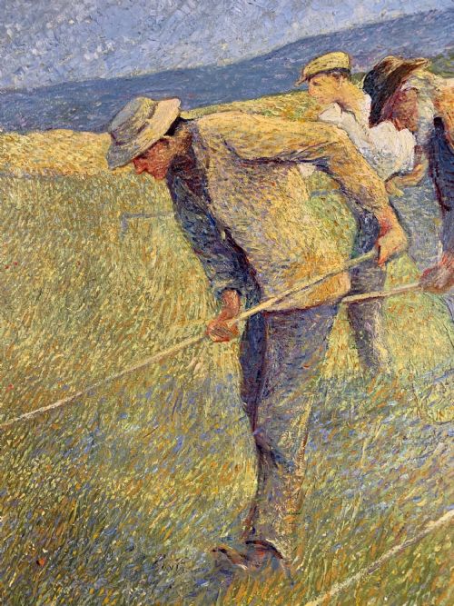 ANDRE DE MOLLER B1942 THE HAYMAKERS OIL ON CANVAS IN POSTIMPRESSIONIST STYLE C1980 - ADDITIONAL PHOTO 6