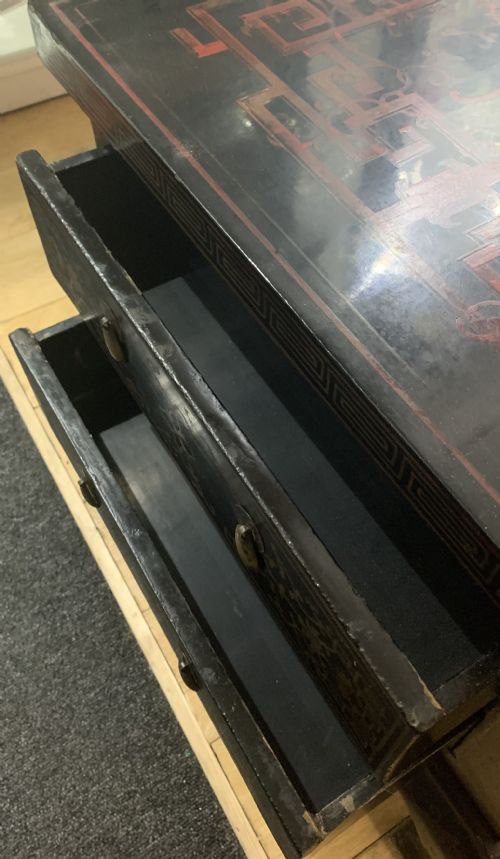 ORIENTAL LAQUERED CENTRE CHEST WITH X4 DRAWERS C1900 - ADDITIONAL PHOTO 6