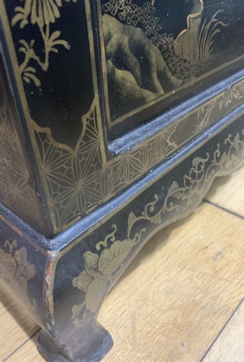 ORIENTAL LAQUERED CENTRE CHEST WITH X4 DRAWERS C1900 - ADDITIONAL PHOTO 5