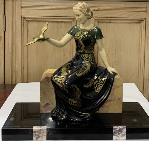 french art deco lady c192030 - CATEGORY: ANTIQUE SCULPTURES - DATED 1920