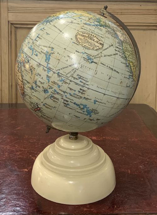 geographia globe on bakelite base steam routes persia ceylon 1920s - CATEGORY: ANTIQUE MISCELLANEOUS - DATED 1920
