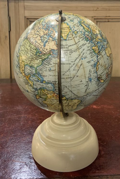 GEOGRAPHIA GLOBE ON BAKELITE BASE STEAM ROUTES PERSIA CEYLON 1920S - ADDITIONAL PHOTO 3