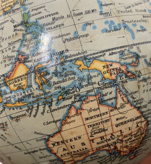 GEOGRAPHIA GLOBE ON BAKELITE BASE STEAM ROUTES PERSIA CEYLON 1920S - ADDITIONAL PHOTO 4