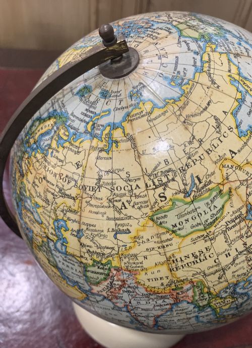 GEOGRAPHIA GLOBE ON BAKELITE BASE STEAM ROUTES PERSIA CEYLON 1920S - ADDITIONAL PHOTO 6