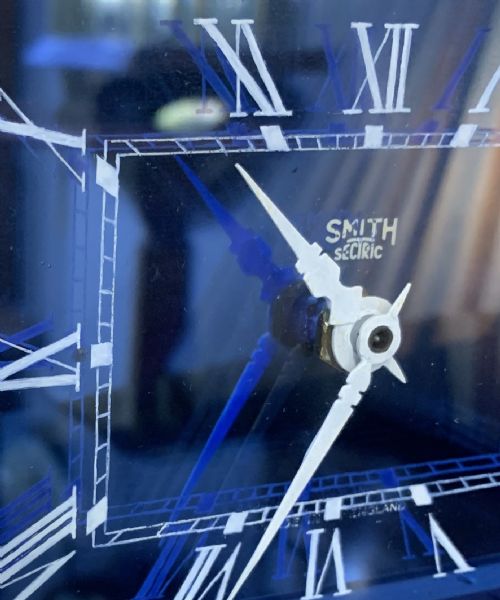 SMITHS BLUE GLASS AND CHROME SECTRIC CLOCK C1930S - ADDITIONAL PHOTO 4