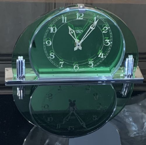 SMITH GREEN GLASS AND CHRONE SECTRIC CLOCK C1930S - ADDITIONAL PHOTO 1