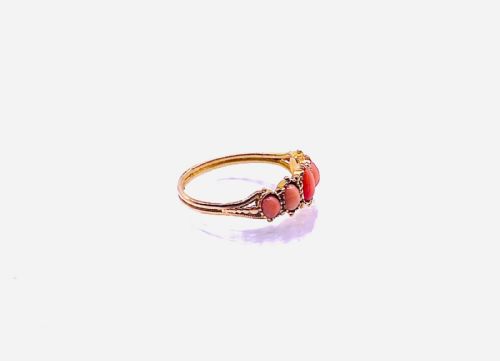 GEORGIAN NATURAL CORAL FIVE STONE 18CT GOLD RING N - ADDITIONAL PHOTO 4