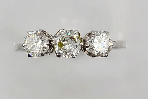 Art Deco Diamond Trilogy (approx 0.85ct) & Platinum Ring (S)