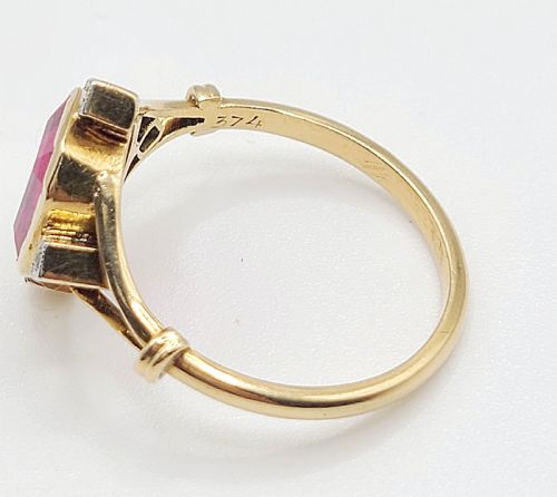 FRENCH ART DECO RUBY 15CT ROSE CUT DIAMOND RING C1920 Q12 - ADDITIONAL PHOTO 5