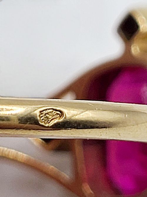 FRENCH ART DECO RUBY 15CT ROSE CUT DIAMOND RING C1920 Q12 - ADDITIONAL PHOTO 6