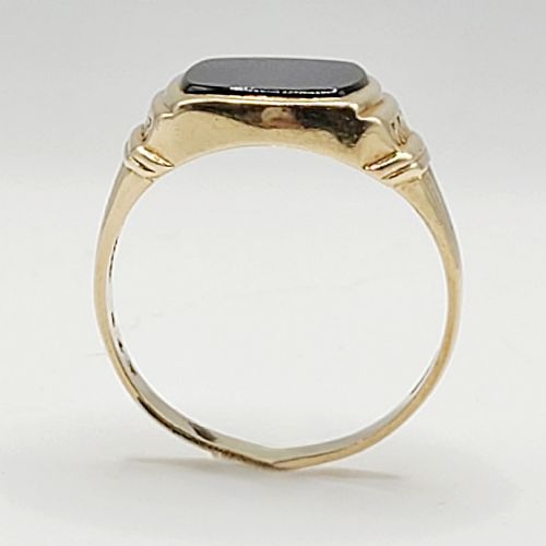 9CT GOLD ONYX SIGNET RING V - ADDITIONAL PHOTO 6