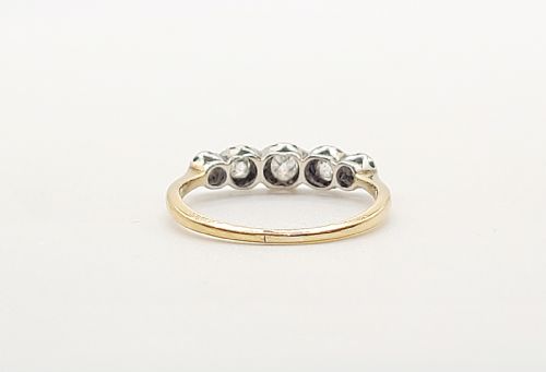 ART DECO 5 STONE DIAMOND 18CT GOLD PLATINUM RING C1920S SIZE Q - ADDITIONAL PHOTO 3
