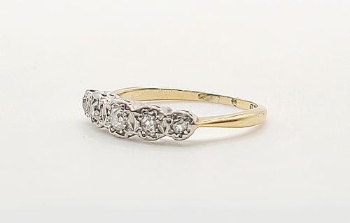 ART DECO 5 STONE DIAMOND 18CT GOLD PLATINUM RING C1920S SIZE Q - ADDITIONAL PHOTO 5