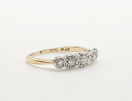 ART DECO 5 STONE DIAMOND 18CT GOLD PLATINUM RING C1920S SIZE Q - ADDITIONAL PHOTO 6