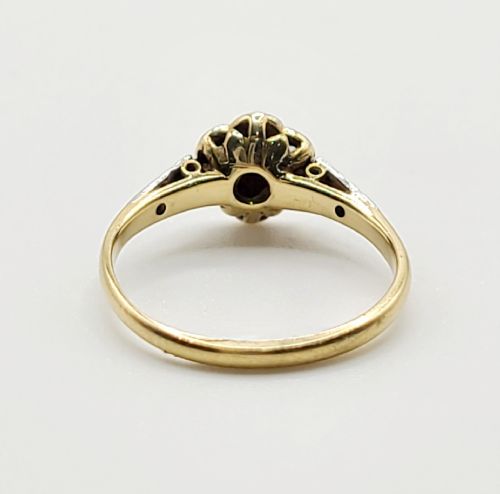 ART DECO DIAMOND DAISY 18CT GOLD PLATINUM RING C1920S SIZE K - ADDITIONAL PHOTO 3