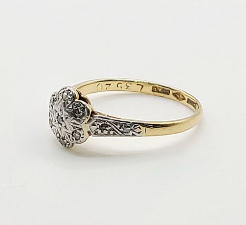 ART DECO DIAMOND DAISY 18CT GOLD PLATINUM RING C1920S SIZE K - ADDITIONAL PHOTO 5