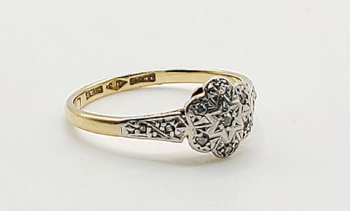 ART DECO DIAMOND DAISY 18CT GOLD PLATINUM RING C1920S SIZE K - ADDITIONAL PHOTO 6
