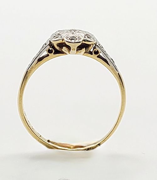 ART DECO DIAMOND DAISY 18CT GOLD PLATINUM RING C1920S SIZE K - ADDITIONAL PHOTO 7