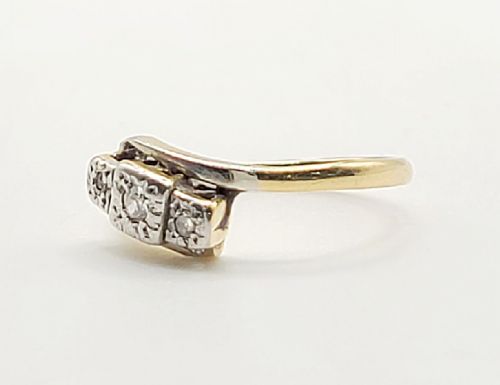 ART DECO DIAMOND TRILOGY WISHBONE RING 18CT PLATINUM SIZE M - ADDITIONAL PHOTO 2