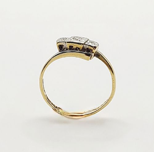 ART DECO DIAMOND TRILOGY WISHBONE RING 18CT PLATINUM SIZE M - ADDITIONAL PHOTO 3