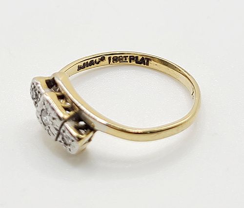 ART DECO DIAMOND TRILOGY WISHBONE RING 18CT PLATINUM SIZE M - ADDITIONAL PHOTO 5
